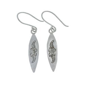 Estate Sterling Silver 925 Floral Engraved Dangle Earrings